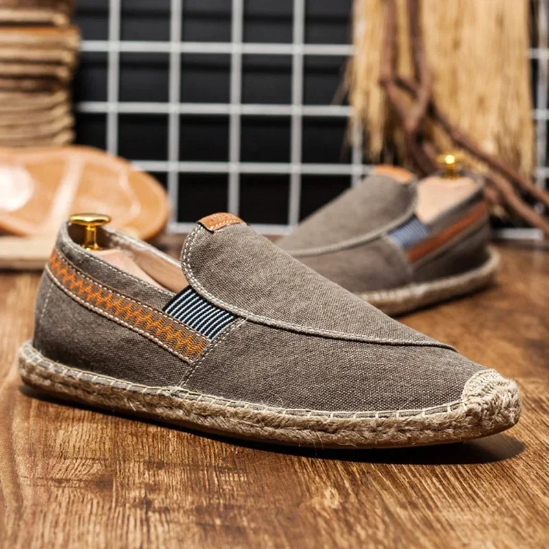 Mens Casual Vintage Loafers Flat Hemp Bottom Fishermen Shoes Driving Soft Shoes Holiday Beach Sailing Bohemian Autumn Size 38-45 3