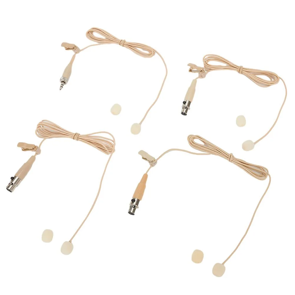 1set Beige Lavalier- Lapel Clip Microphone 3.5mm 3Pin 4Pin XLR Fits For For Shure Wireless- Practical Replacement Parts