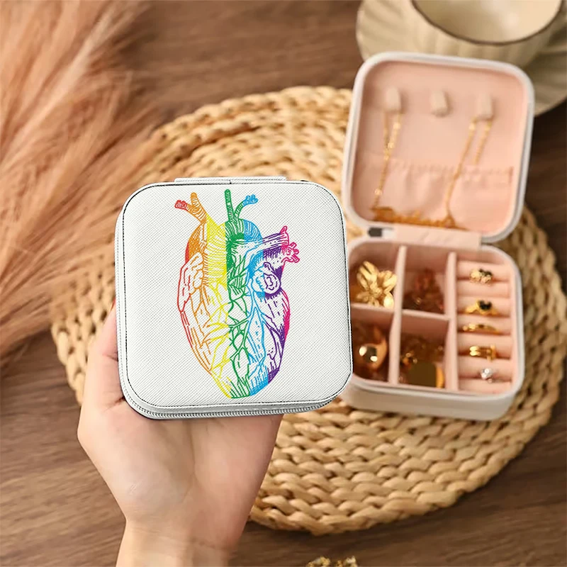 1pc Pride Heart Portable Jewelry Storage Box, Simple Jewelry Organizer Box,Gifts Box For Women