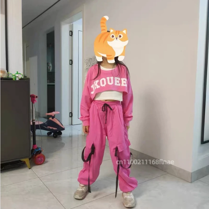 Girls' Jazz Dance Performance Costumes, Girls' Hip Hop Set, Girls' Umbilical Clothing, Street Dance Performance Trendy Clothing