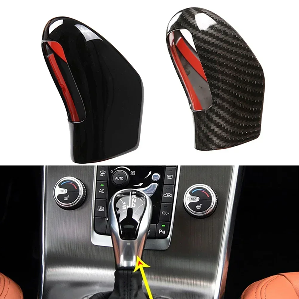 Car Gear Head Shift Knob Handle Cover Trim Sticker For Volvo XC60 S60 V40 2013-2017 ABS Carbon Fiber Car Accessories