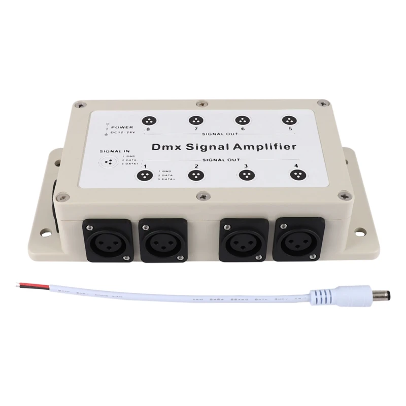 LED amplificador de sinal controlador, distribuidor divisor para equipamentos domésticos, saída 8 canal, DMX, Dmx512, Dc12-24V