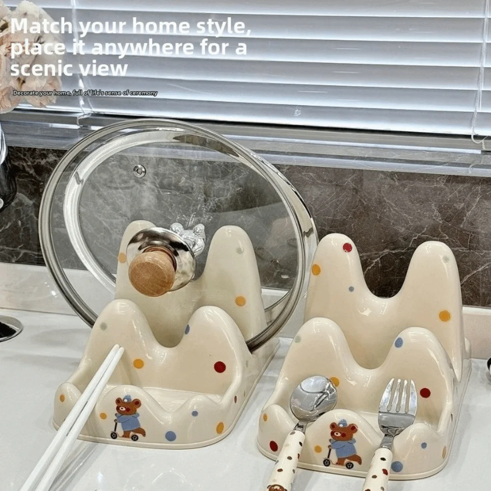 New Multifunctional Pot Lid Holder Cartoon Plastic Cooking Utensil Holder Kitchen Utensil Organizer Kitchen Tools