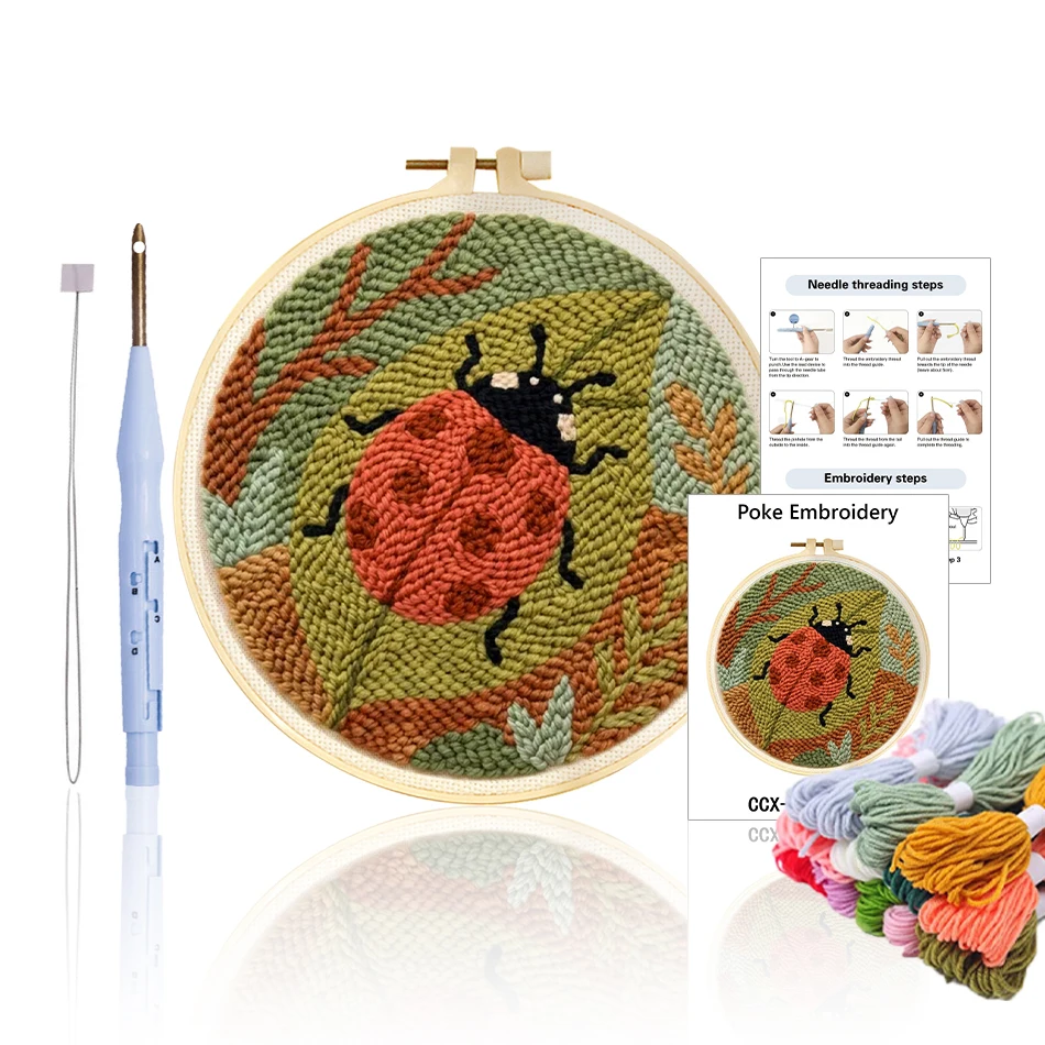 GATYZTORY punch needle embroidery frame For Handiwork Tufting insect for needlework and creativity Arts Crafts framed Home Decor