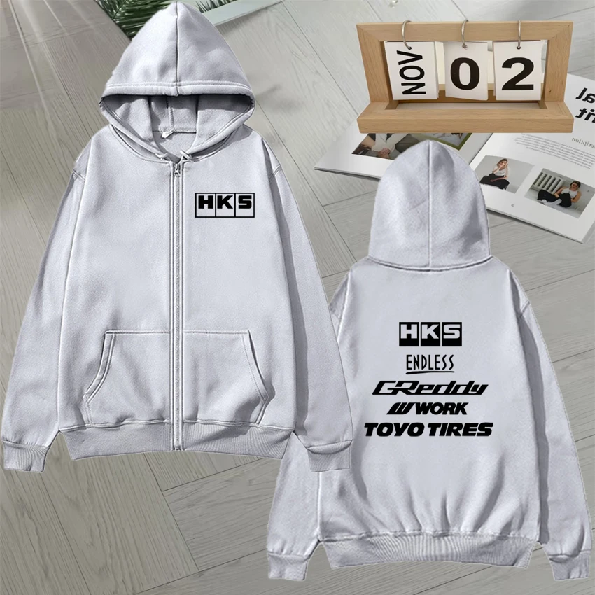2025 Popular Japan JDM Modified Car HKS ENDLESS Zip Up Hoodie Men women Zipper Sweatshirt Unisex Fleece Long sleeve Loose Jacket