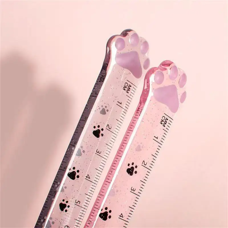 Cute Cat Paw Plastic Straight Rulers Kawaii School Office Supplies Planner Accessories Student Prize Drawing tools