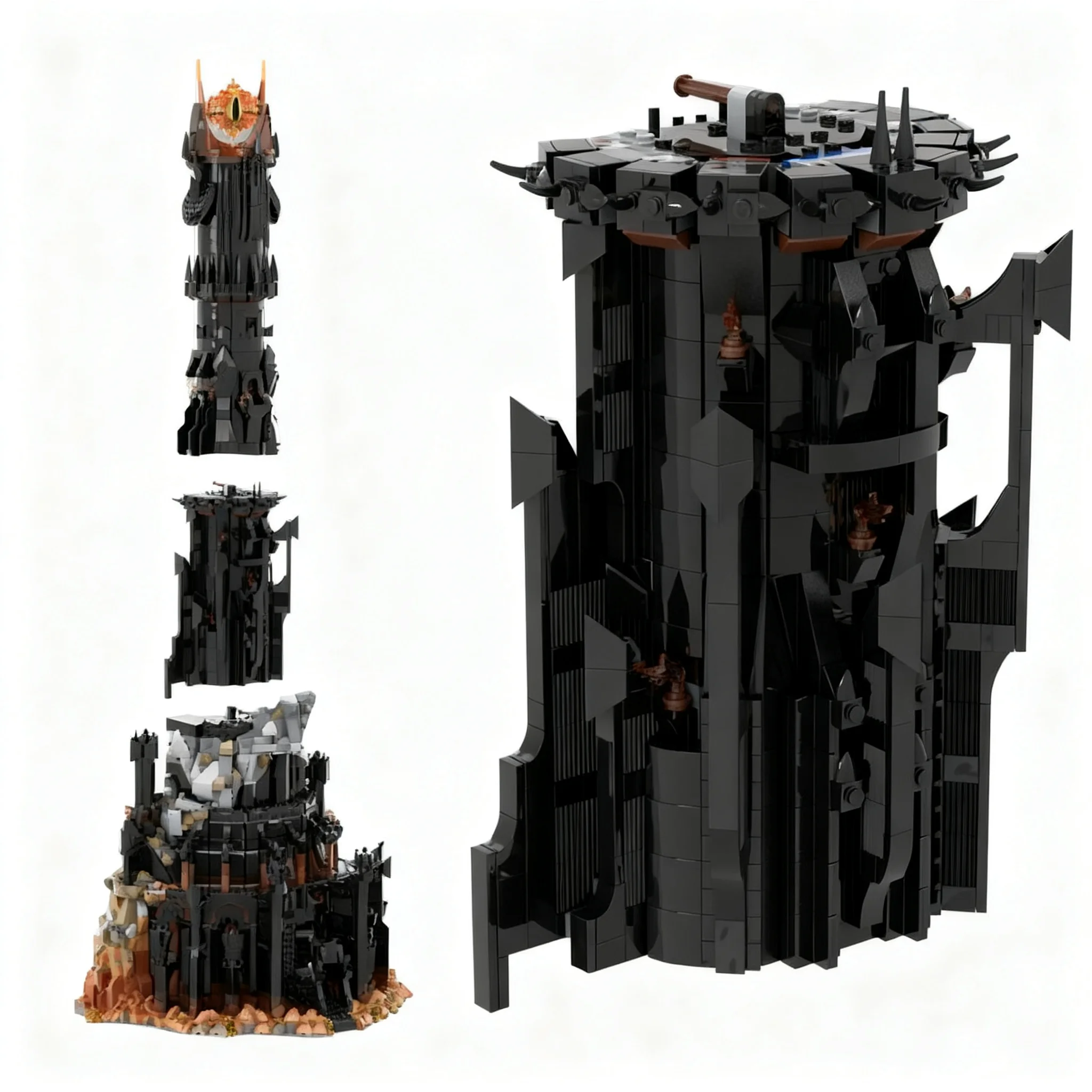 900pcs MOC Hobbit Lord Rings Barad dur Tower Extension Model Building blocks Architecture toys Christmas gifts Kids DIY Assemble