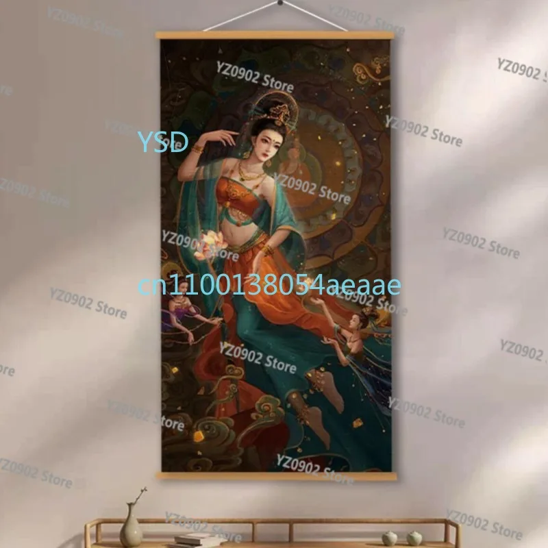 Elegant Chinese Bamboo Wall Art Traditional Devotional Figure Decor for Living Room Porch Study - Unique Asian Heritage Print