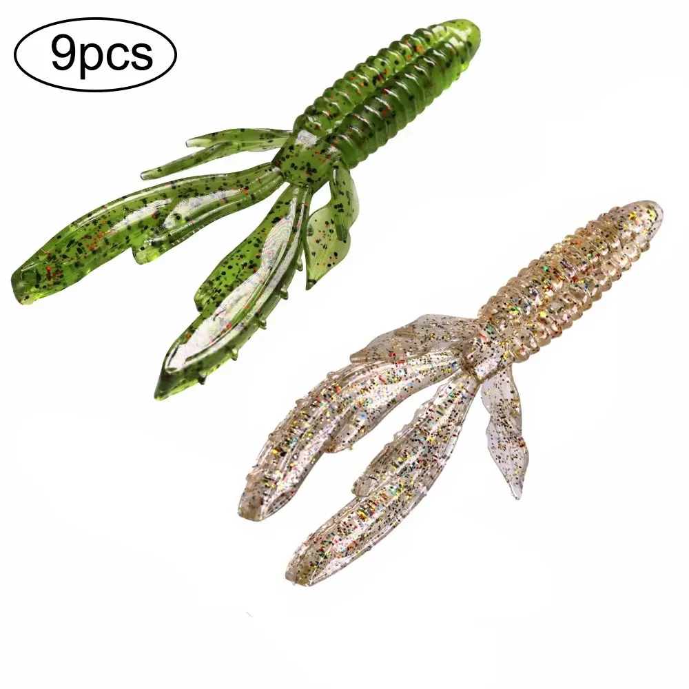 9pcs Soft Shrimp Bait Fishing Worm Freshwater Silicone Soft Swimbait Artificial Lure For Carp Fishing