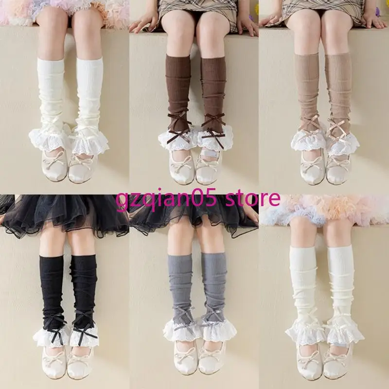 

N7ME 1 Pair Socks for Kids Ages 3-13 Years Lovely Trimmed Bottom Leg Warmer