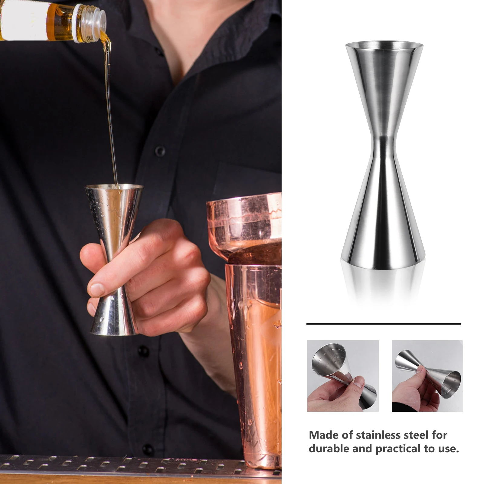 

Cocktail Stainless Steel Measurer Double Jigger Cup Ounce Scale Professional Bar Tools Practical Use