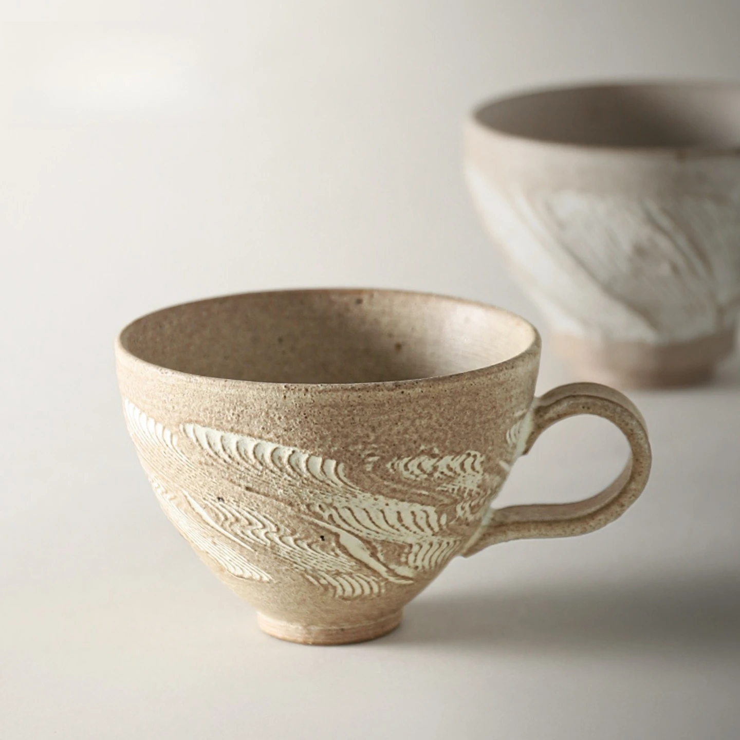 Wabi Sabi Japanese Stoneware Coffee Mug with Handle Handmade Rustic Texture Retro Ceramic Cup for Home Office Gift