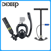 DIDEEP 0.5Liter Mini Scuba Diving Tank Set,Up to 5-10 Mins Underwater Diving Cylinder,Portable Lungs Gear with HD Full Face Mask