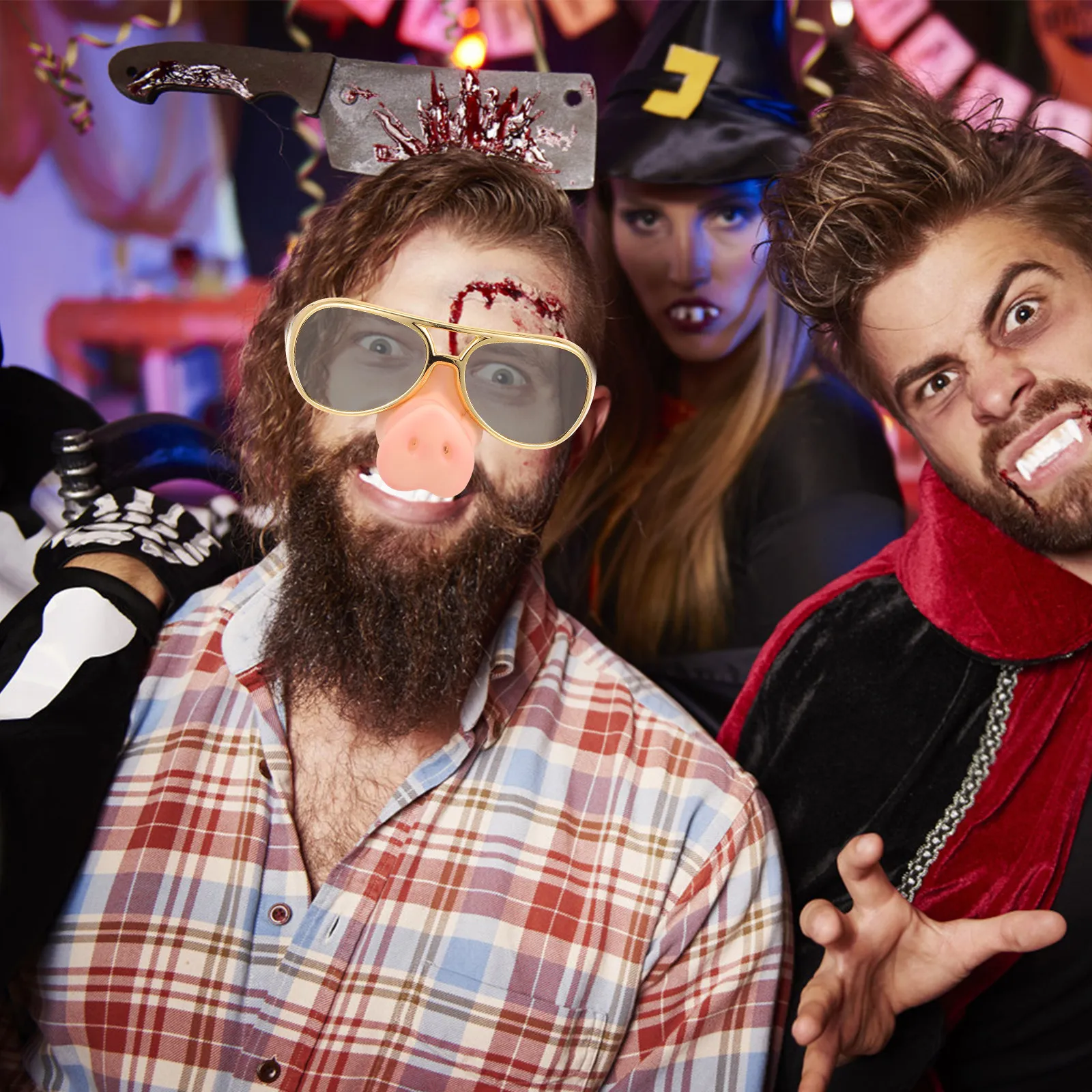 

Halloween Gold Pig Nose Glasses Funny Party Sunglasses Costume Accessory Novelty Piggy Snout Favor Pig Nose Glasses