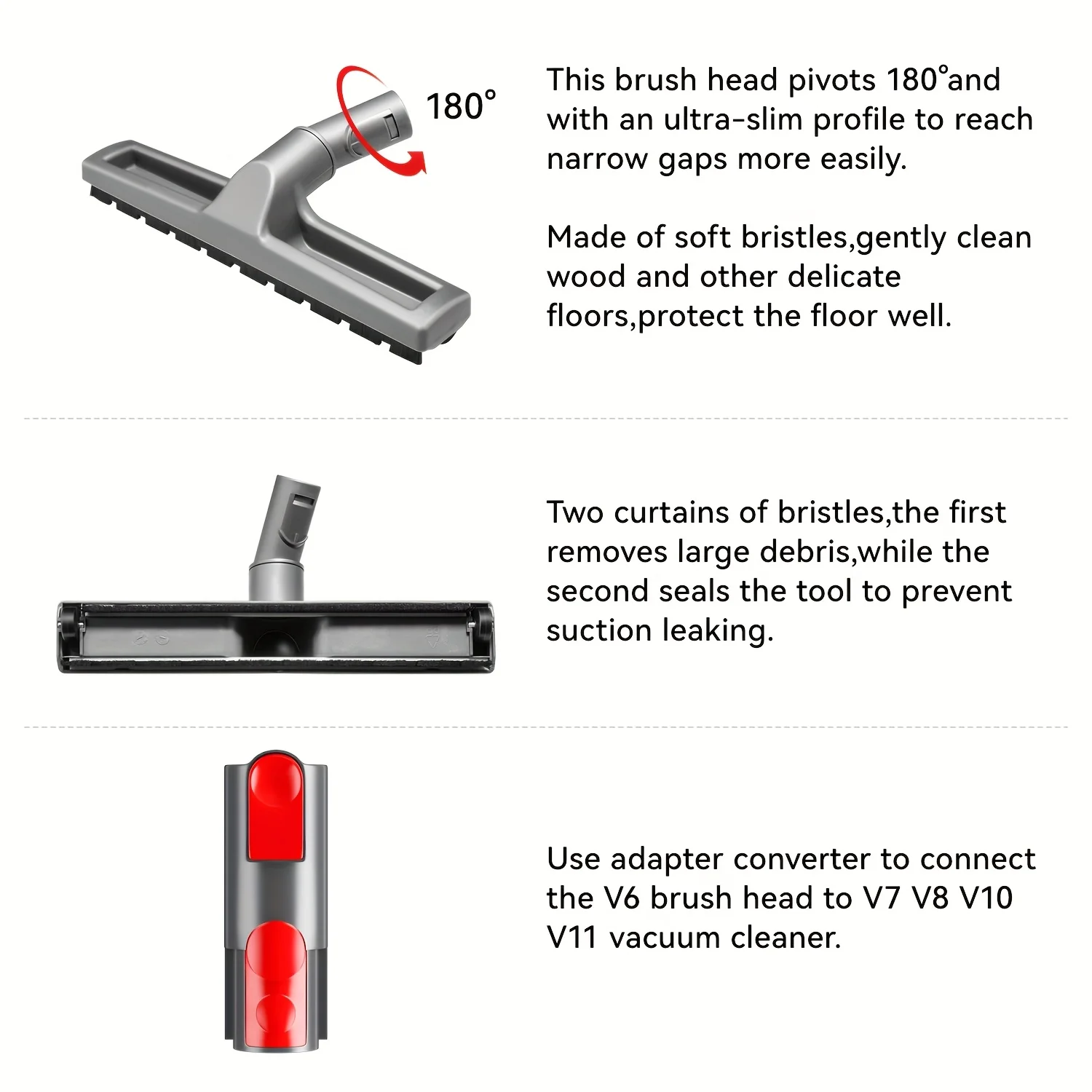 PP-Bürstenkopf-Saugaufsatz für Dyson V6, DC62, DC59, V8, V7, V10 und V11 Staubsauger – Zubehör für die Bodenreinigung – Detail 9