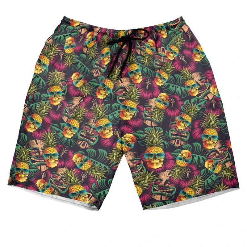 Lustiges Lächeln Schädel Grafik kurze Hosen für Männer Kleidung Hawaii Hip Hop Skelett Strand Shorts Aloha Goth Schädel Stämme Junge Tops