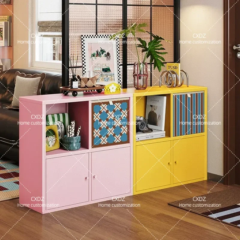 Steel Bookshelf Floor to Wall Combination Lattice Cabinet Living Room Storage Household Bookcase