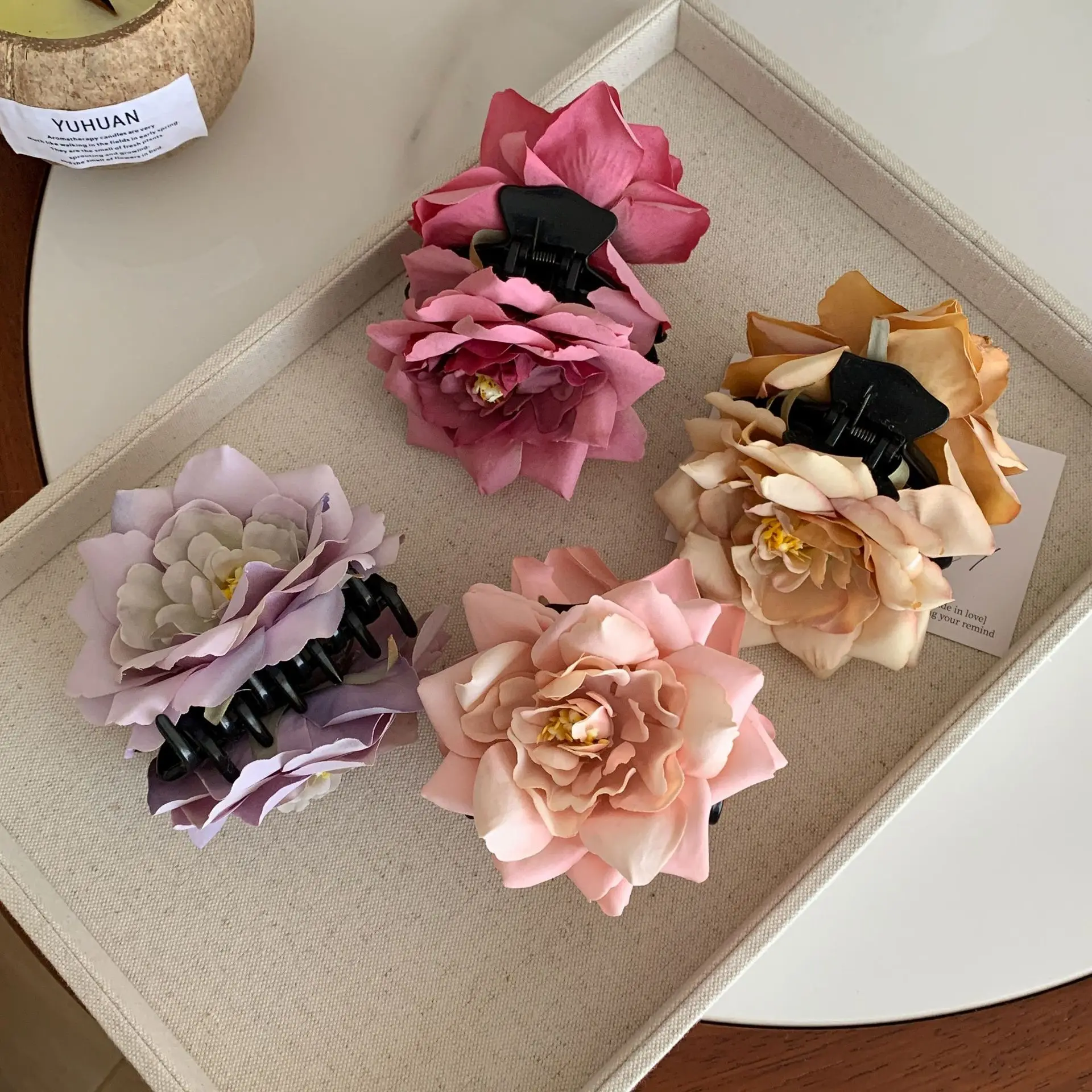 New Gentle Tiara For  Dry Rose Flower Grab Clips Fashionable Girl Pan Hair Shark Clip Sweet Hair Accessories