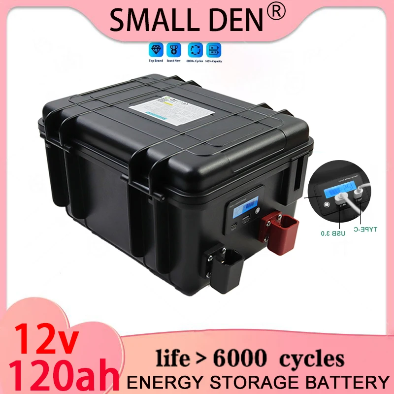 

12V 120Ah Lifepo4 Battery Pack Lithium Iron Phosphate Waterproof Cells For Golf Cart RV Solar Energy Storage Inverter Boat Motor