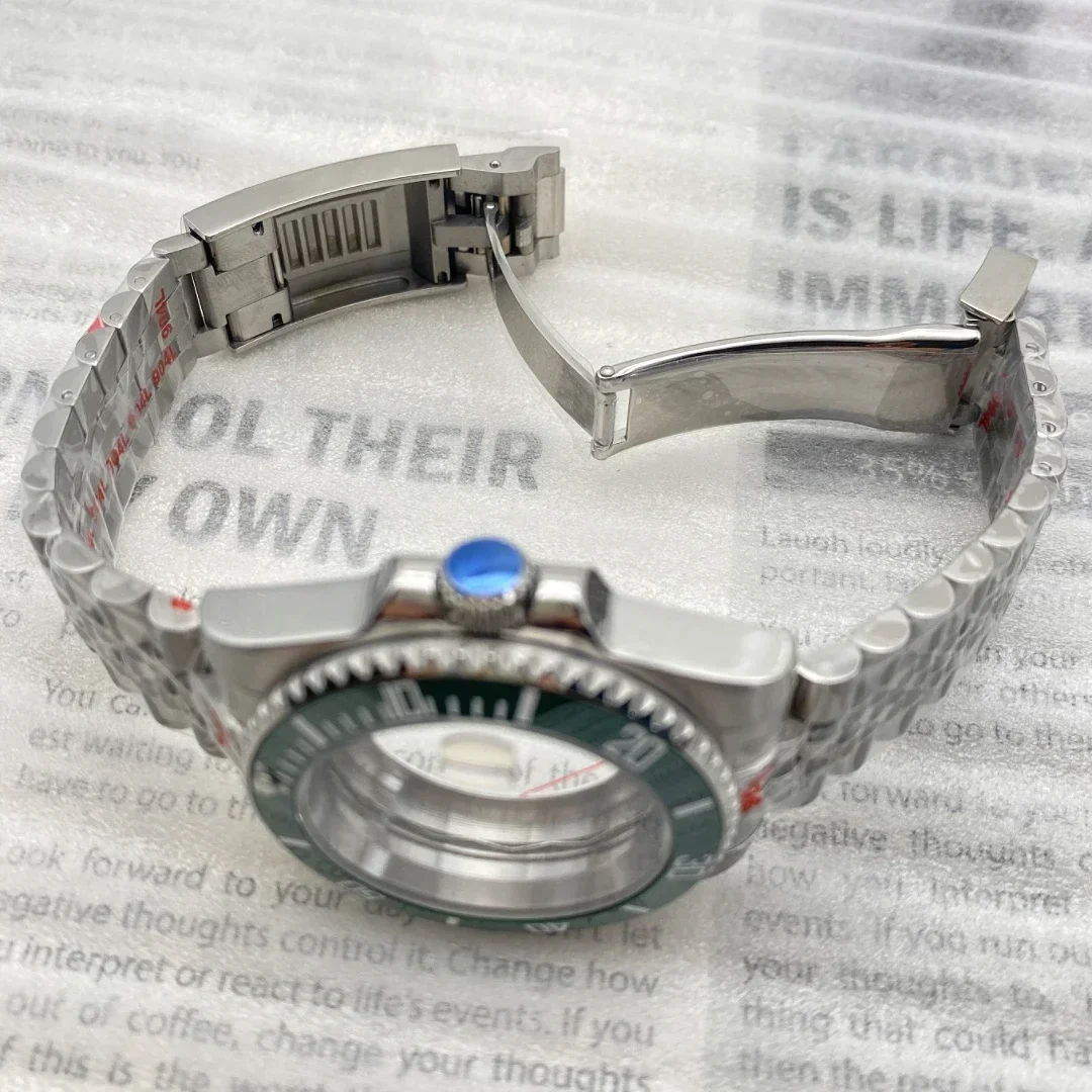 Silver 40mm Watch Case Jubilee Bracelet Black Bezel 28.5mm Dial for Seiko Gmt Submariner Nh35 NH36 NH70 Movement Sapphire Glass