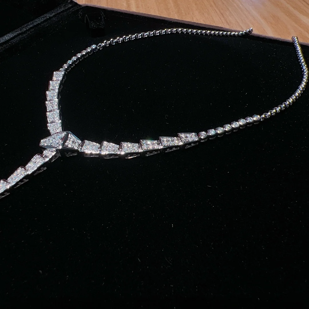 TJ2024 Diamonds Nature White Diamonds Necklace Solid 18K White Gold for Women Fine Holidays' Presents