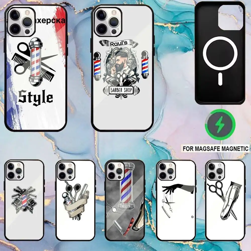 

Barber Shop Hair Stylist Salon Phone Case For iPhone17,16,15,14,13,12,11 Plus,Pro Max Magnetic Magsafe Wireless Charging