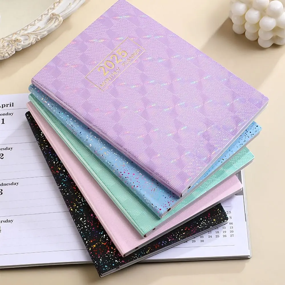 Laser 2025 English Notebook Colorful Efficiency Plan A5 Mini Pocket Notebook 12 Months To Do List Schedule Planner Notepad