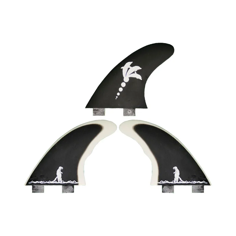 NEW Fcs2 4.5Inch Durable Surf Fins Trio - Reinforced Black Fiberglass Scratch-Resistant for Rental/Practice Boards, Saltwater Pr