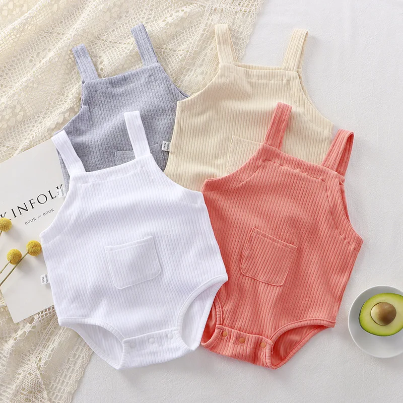 

2025 Baby bodysuit Baby suspender onesie ins wind baby vest fart coat pit strip cotton high elastic breathable newborn pajamas
