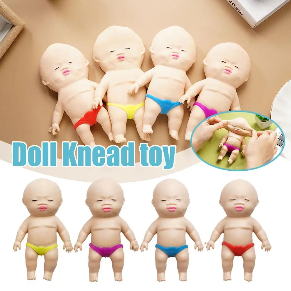 Squeezable Doll Toy TPR Simulation Baby Soft Stretchy Toy Decompression Toy Stress Relief Favor Hand Squeeze Toy For Kids