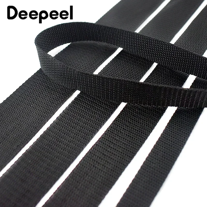 10Meters Black Webbing Tapes 20-100mm Nylon Safety Strap By The Meter Bag Belt Pet Backpack Clothes Lanyard Sewing Accessories