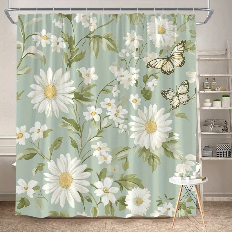Daisy Delight Shower Curtain - Water-Resistant, Easy to Clean, Adds a Fresh and Floral Charm to Your Bathroom Decor