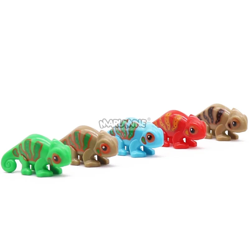 Marumine Animals Brick 20PCS 57763 MOC Tetrapod Chameleon Lizard Assemble Pet Zoo Building Blocks Accessories Farm Friends Model