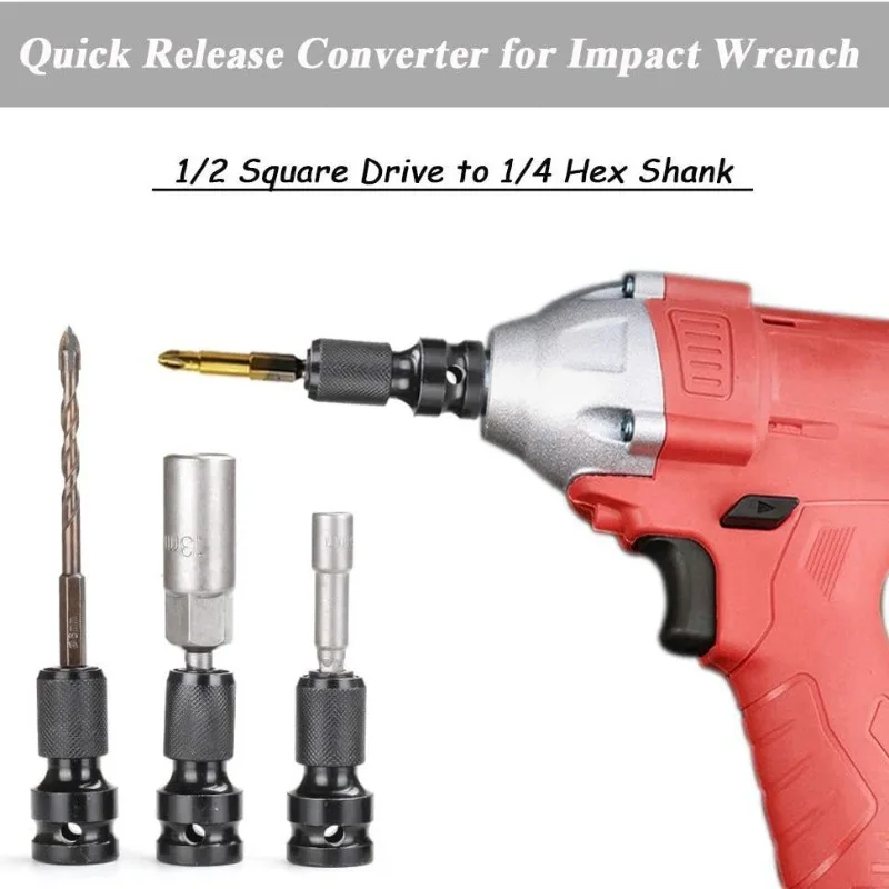 

1/2 Inch to 1/4 Inch Universal Wrench Adapter Socket Ratchet Torque Converter Square to Hex Key Tool for Automotive Repair