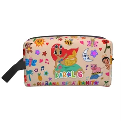 Karol G Cosmetic Bag Women Kawaii Big Capacity Reggae Ainger Makeup Case Beauty Storage Toiletry Bags