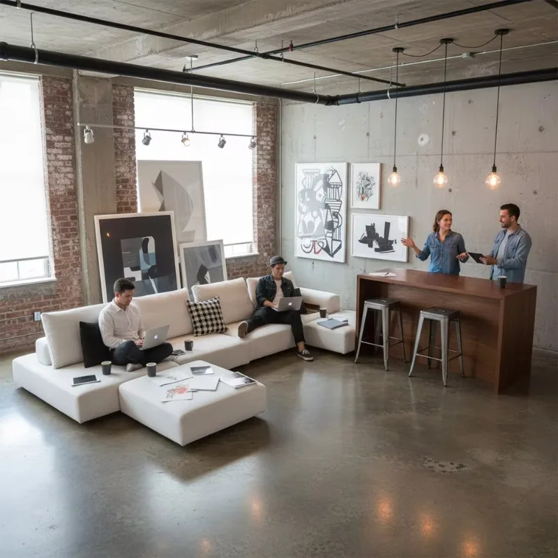 مجموعة أريكة جزيرة حديثة من القماش الراقية، أثاث فندقي لغرفة المعيشة وغرفة المعيشة #6