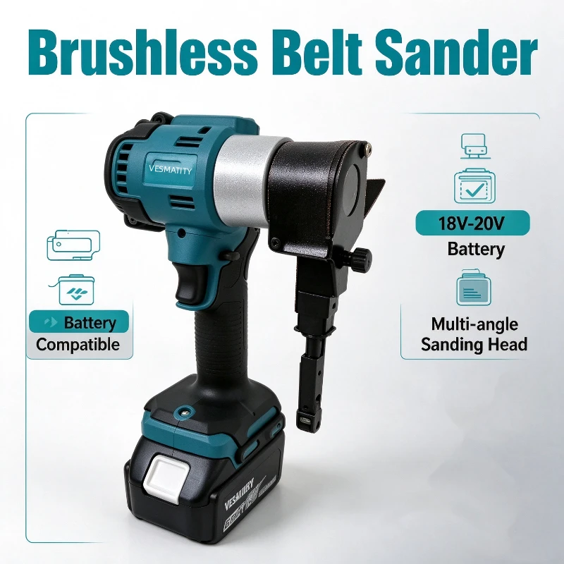 Brushless Sander Portable Straight Sanding Machine Multifunctional Wood Polishing Derusting Power Tool with Digital Display