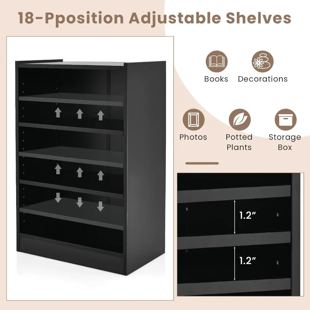 مجموعة خزانة كتب حديثة مفتوحة مكونة من 3 طبقات، مكونة من قطعتين، تتميز بـ 18 رفًا قابلين للتعديل وآمنًا ضد الإرسال، حل تخزين متعدد الأغراض