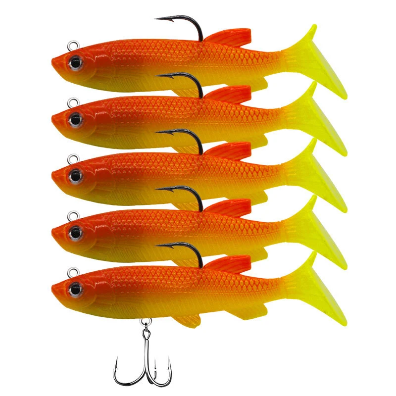 

5pcs High Quality Sinking Soft Baits Swim Shad Fishing Lures Sensitive Action Saltwater Swimbait Bass Fishing Tackle