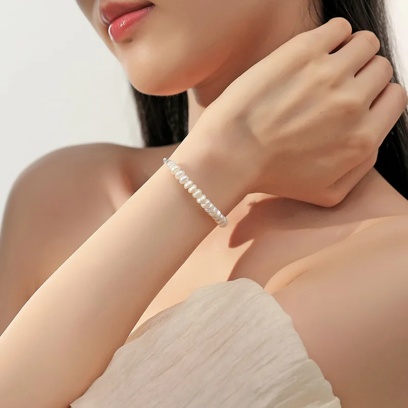 Luxury 925 Sterling Silver Irregular Pearl Bracelet For Women Korean Designer Adjustable Bead Charm Bracelets Party Jewelry Gift