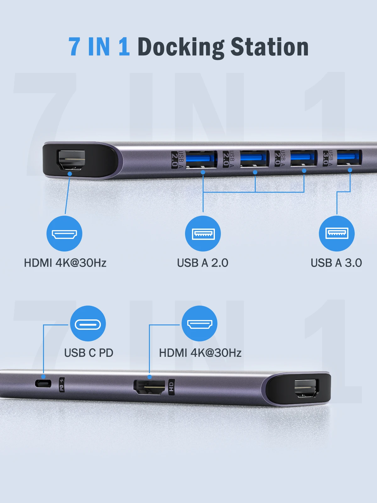 Lemorele USB C 허브 USB 3.0 도킹 스테이션, USB C타입-듀얼 HDMI, 맥북 에어 프로, 아이패드 프로, M2, M1 PC용, 2 가지 확장 기능, TC66