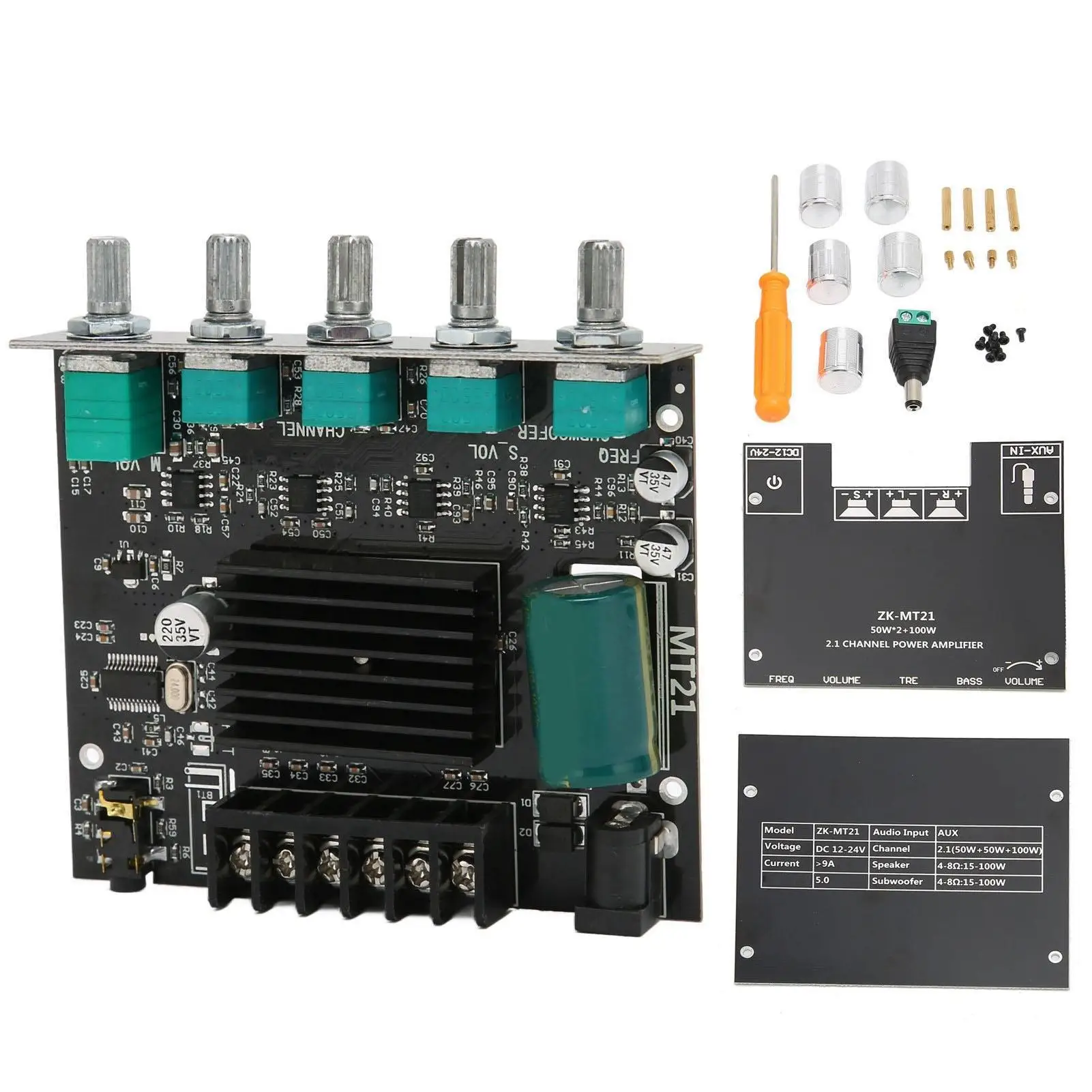 

ZK-MT21 High Power Bluetooth Amplifier Board for 15 -100W 4-8Ω Stereo DC12-24V Digital Audio Amplifier 2022