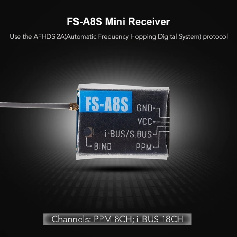 2023 ใหม่อเนกประสงค์ FSA8S 2.4G 8 ช่อง Mini Receiver AFHDS 2A ตัวรับสัญญาณความถี่ความไวสูงสำหรับ FSi4, i6S, i6X
