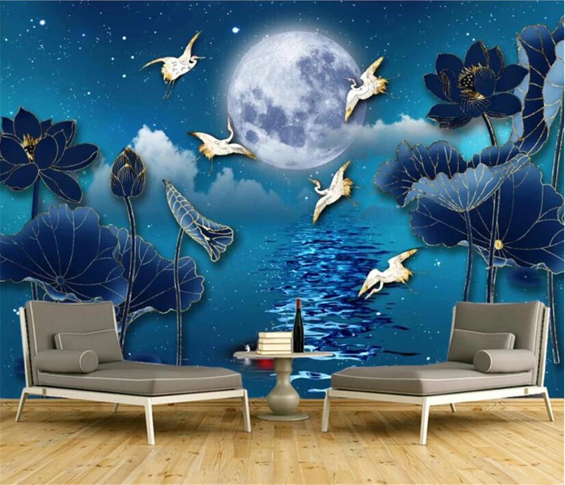 Custom Jade carving lotus custom papel de parede 3d large mural photo wall paper roll backdrop photo wallpaper for walls 3 d