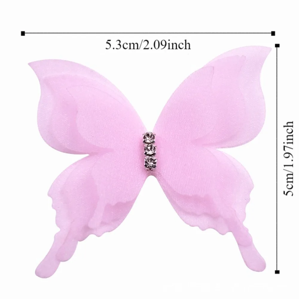 20 قطعة التدرج اللون الأورجانزا النسيج فراشة يزين 5 سنتيمتر حالمة الشيفون فراشة ثلاثية الأبعاد شفافة DIY بها بنفسك الخياطة الحرفية الديكور