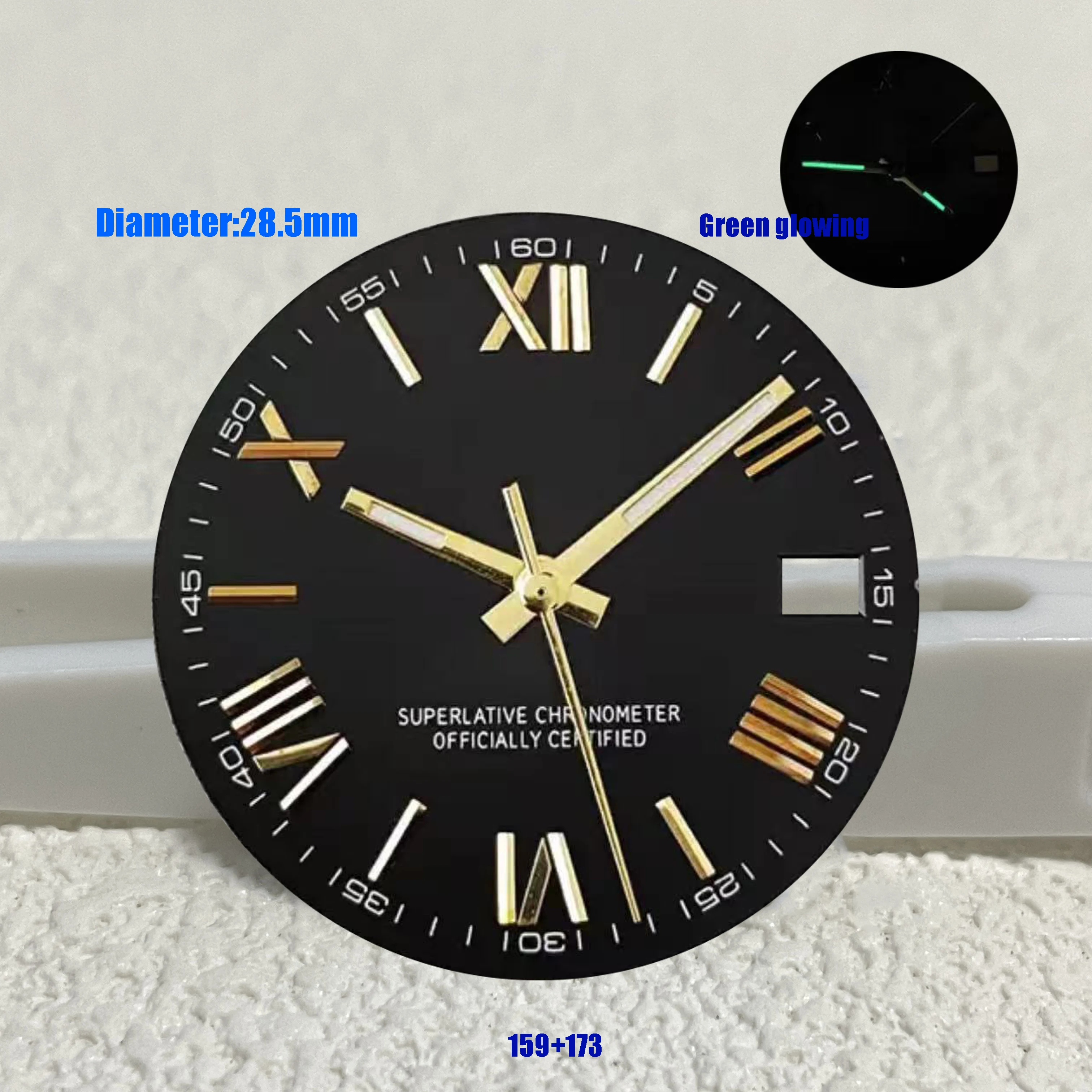 28.5 ミリメートル新しい高品質製品のロゴローマ数字 S ダイヤル適切な nh35 nh36 ムーブメントのロゴ時計アクセサリー修理ツール