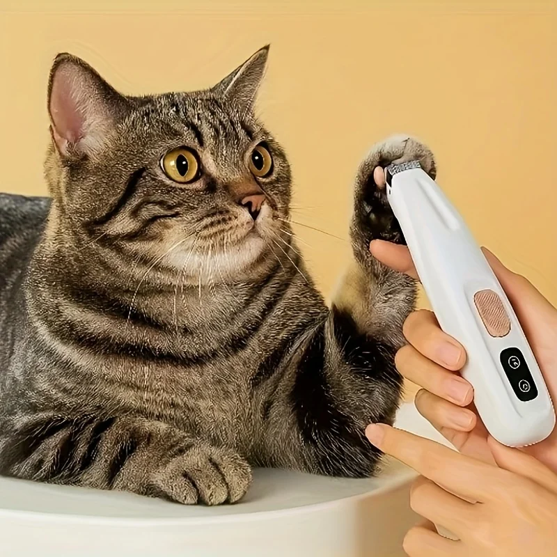 Cat Dog Paw Trimmer Rechargeable Pet Grooming Clippers with LED Light 18mm Precision Blade Low Noise for Paws Eyes Ears Face