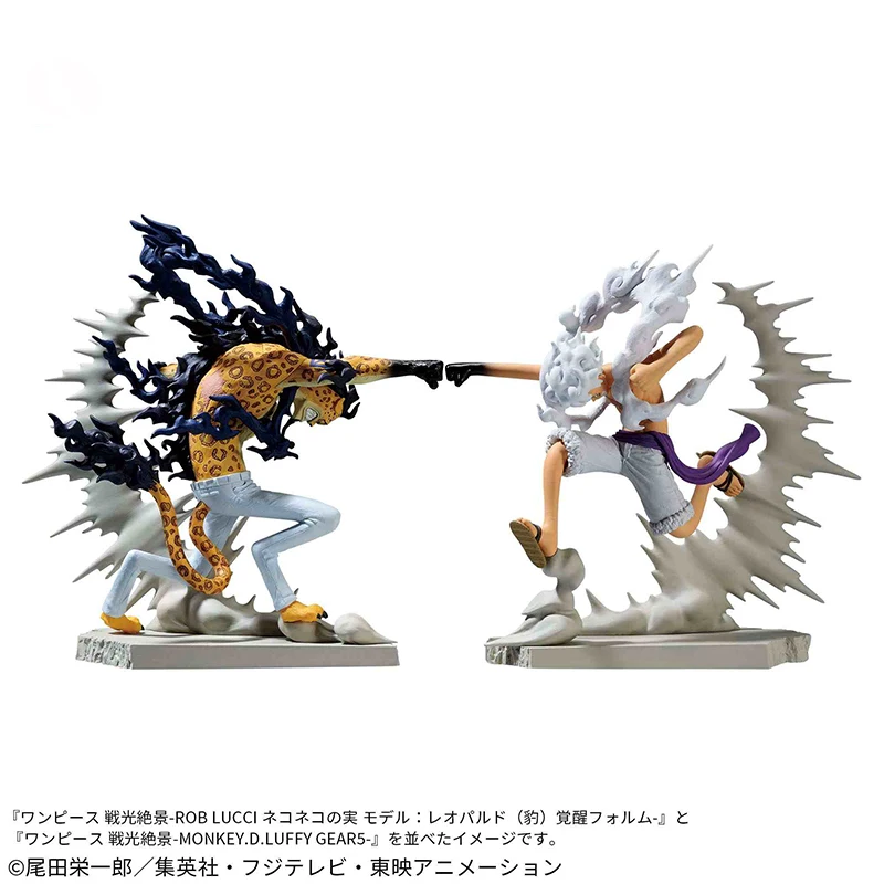 Original One Piece Nika Luffy Vs Awakening Lucci Figure Battle Light Scene New Bandai Anime Doll Gear5 Series Collection Gift