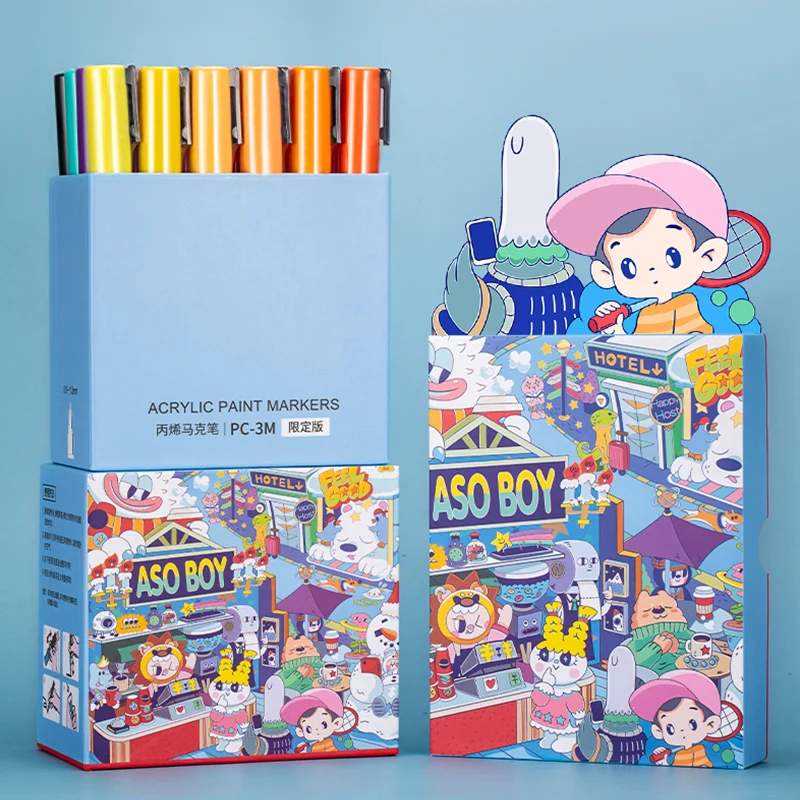 UNI POSCA Acrylic Paint Pens Set,Artist-Grade Graffiti Markers PC-1M/3M/5M Vibrant,Opaque,Water-Based Pen for Multi-Surface Art