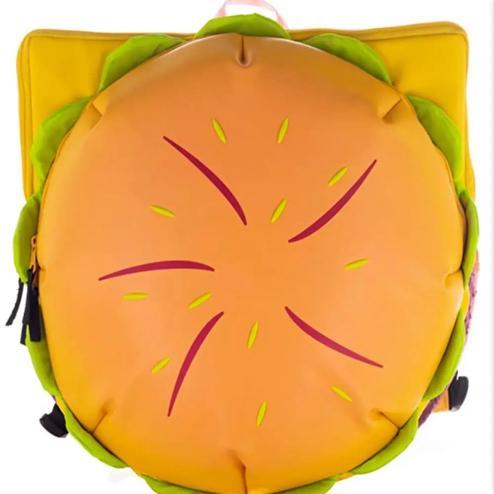 Cartoon Hamburger PU Backpack Korean Style Large Capacity Crossbody Bag Shoulder Bag School Bag Funny Shoulder Bag